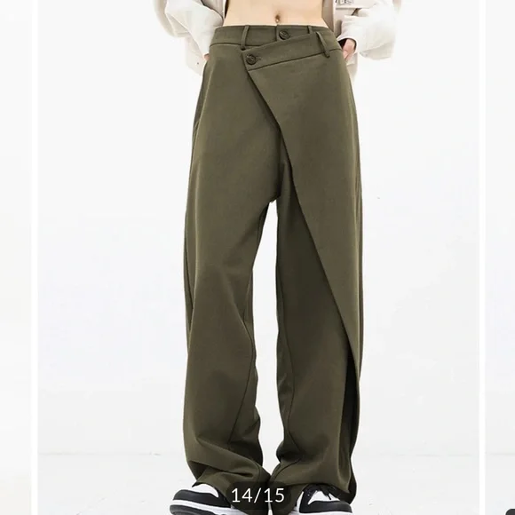 NWT asymmetrical layer button wide leg dress pants by Commense in size Small - Picture 1 of 10